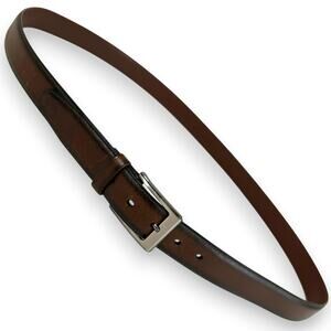 Roundtree & Yorke Mens Leather Belt 54 Fits 51-55 1 1/4" Wide Silver Hardware